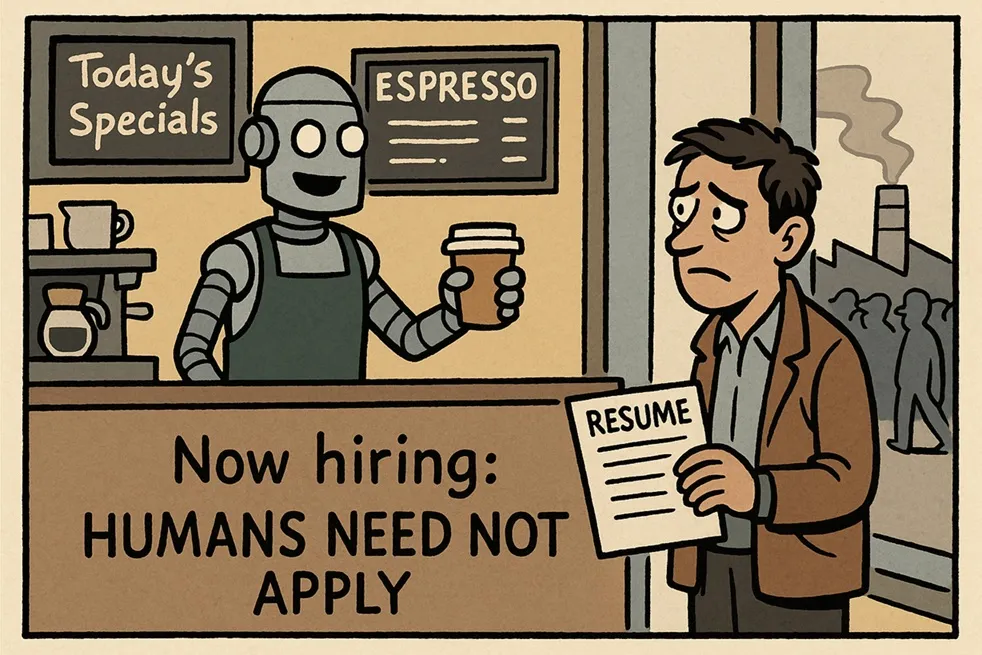 Robot barista declines job application from human